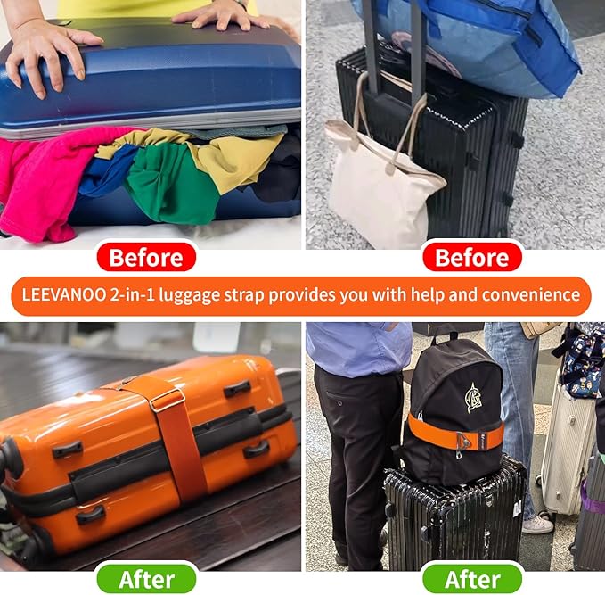 Luggage Straps for Suitcases Add a Bag Luggage Strap, 2-in-1 Travel Belt for - Image 3