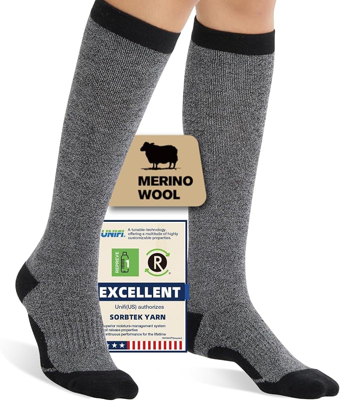 Merino Wool Compression Socks for Women Men, 15-20 mmHg Knee High Socks for by Unknown