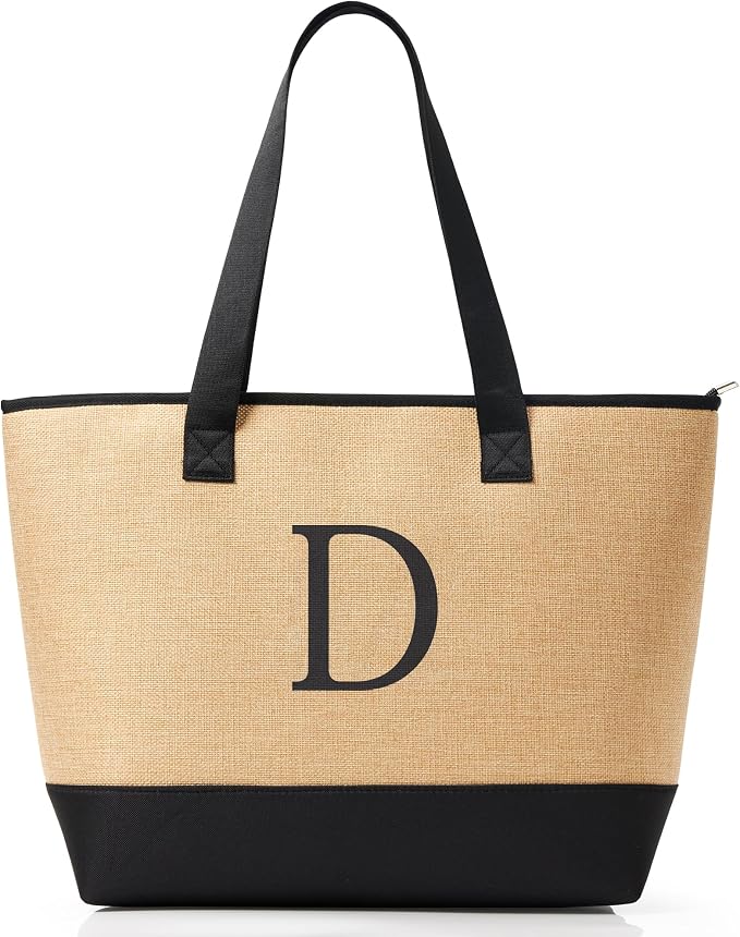 KALIDI Woven Tote Bag for Women, Lightweigh Monogram Beach Bag by KALIDI
