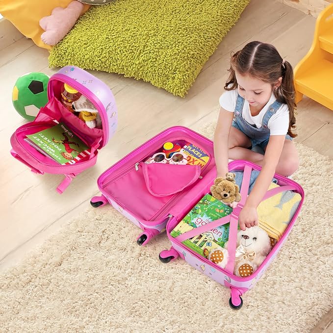 HONEY JOY Kids Luggage, Lightweight Toddler Girls Suitcase, Durable ABS - Image 2