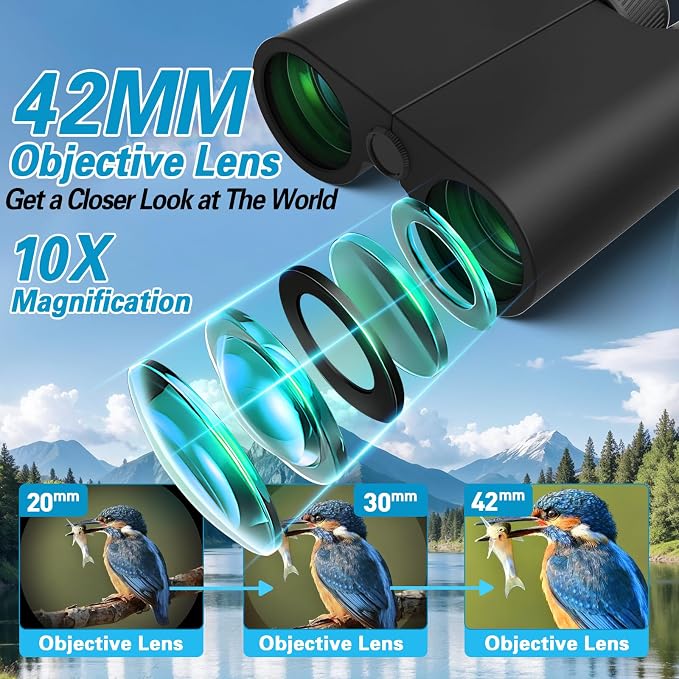 10x42 Binoculars for Adults High Powered Compact Binoculars - Image 2