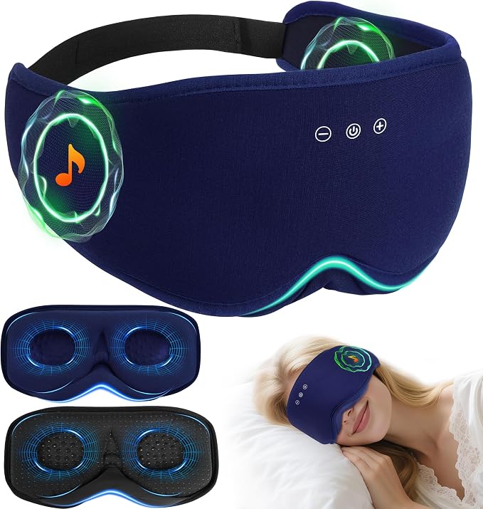 LC-dolida Bamboo Cotton Bluetooth Sleep Mask, 2 in 1 3D Soft Sleep Mask by LC-dolida