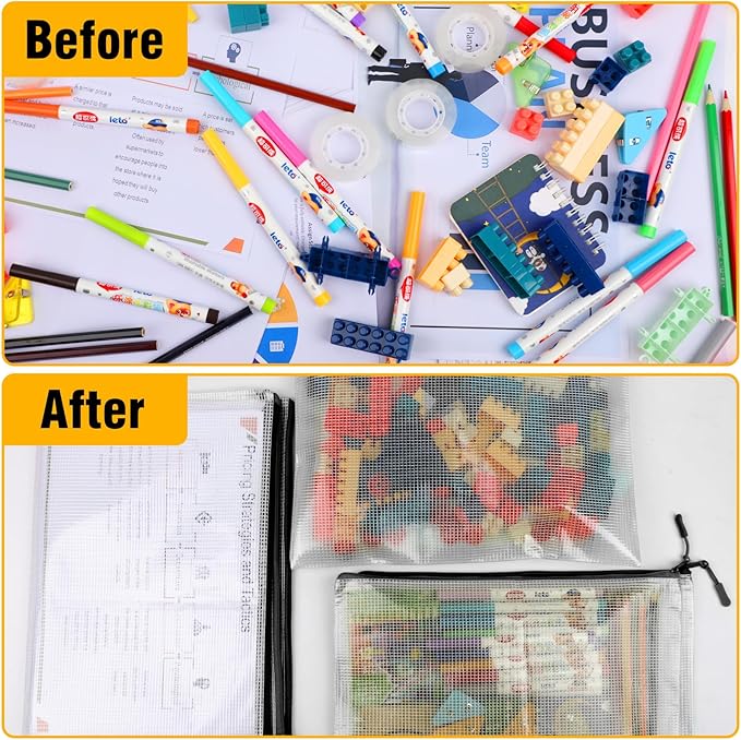 60pcs Large Mesh Zipper Pouch File Bags Reusable Zippered Pouches - Image 4