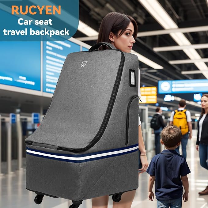 Rolling Car Seat Travel Bag, Padded Carseat Travel Backpack - Image 6