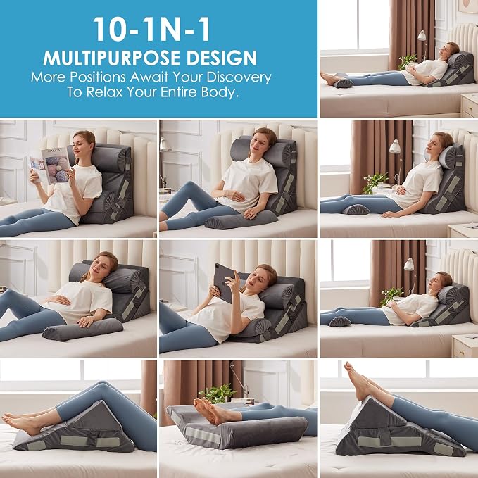 4PCS Bed Wedge Pillow for Headboard, Adjustable Wedge Pillow for Sleep Apnea - Image 3