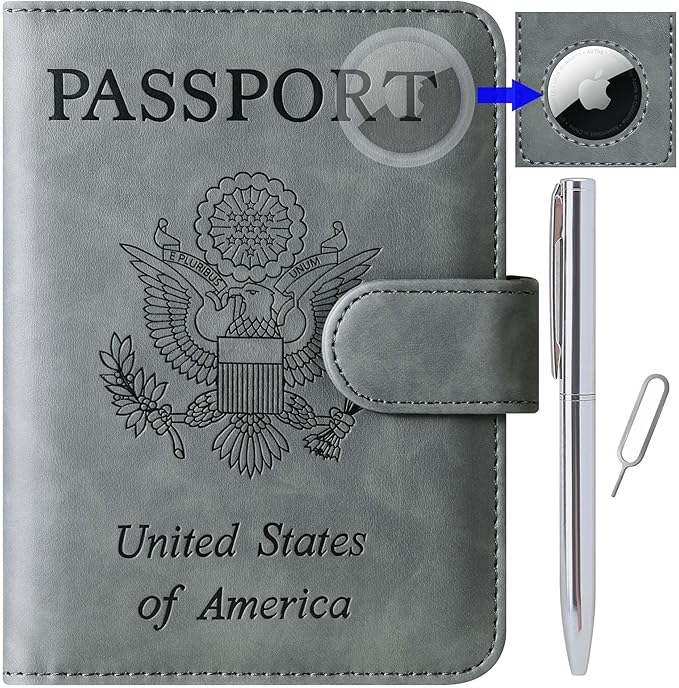 Airtag Passport Holder Cover Wallet Travel Essentials Leather Rfid Blocking by LOHASLIFE