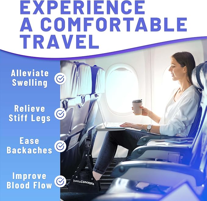 BASIC CONCEPTS Airplane Adjustable Foot Hammock, Perfect or Office Footrest to - Image 4