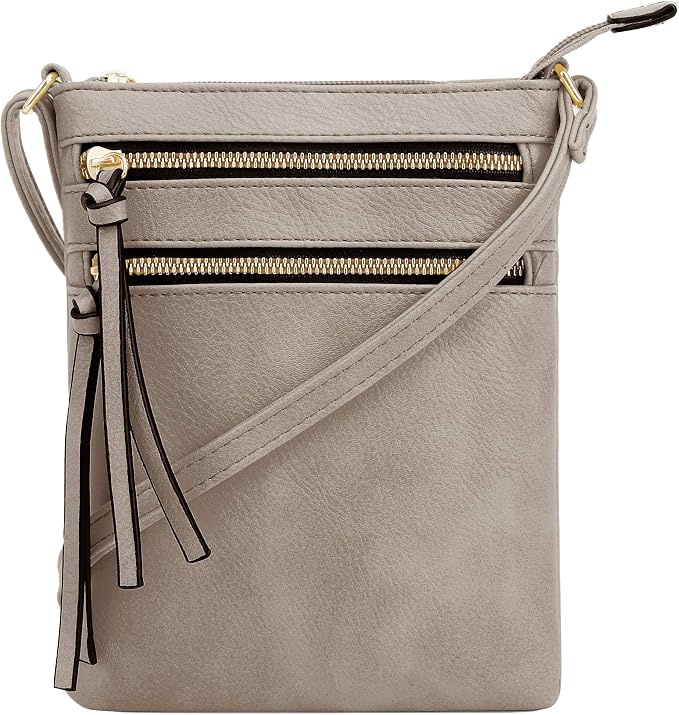DELUXITY | Crossbody Purse Bag | Functional Multi Pocket Double Zipper Purse | by Deluxity