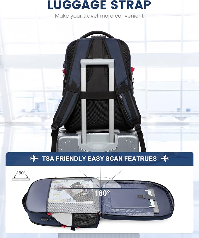 LOVEVOOK 17 inch Blue&White Travel Laptop Backpack - Image 4