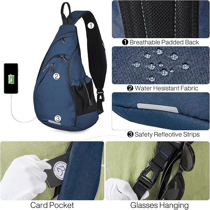 mixi Sling Bag Men Backpack Unisex One Shoulder Bag Hiking Travel Backpack - Image 4