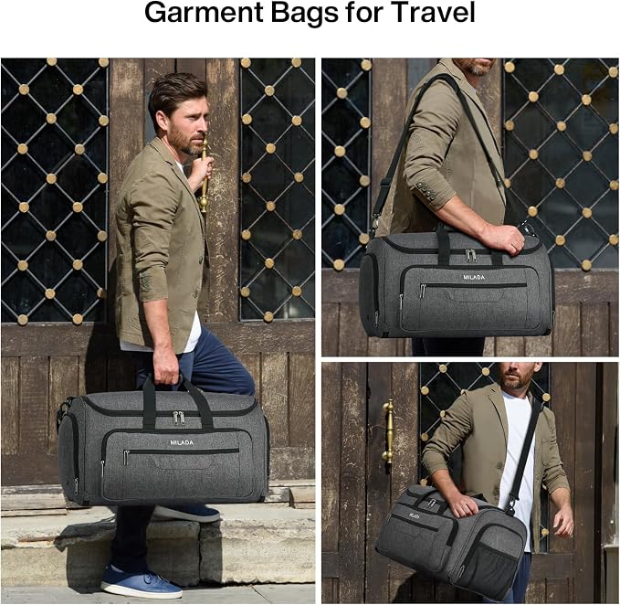 MILADA Convertible 2-in-1 Garment Duffel Weekender Bag Carry On Garment Bags - Image 9