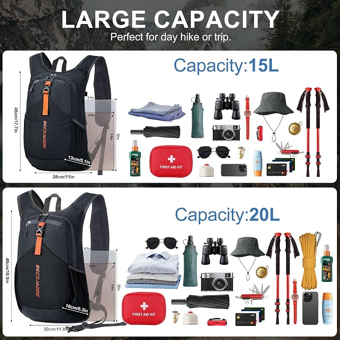20L Small Hiking Backpack for Men Women Foldable Packable Back Pack Ultralight - Image 5