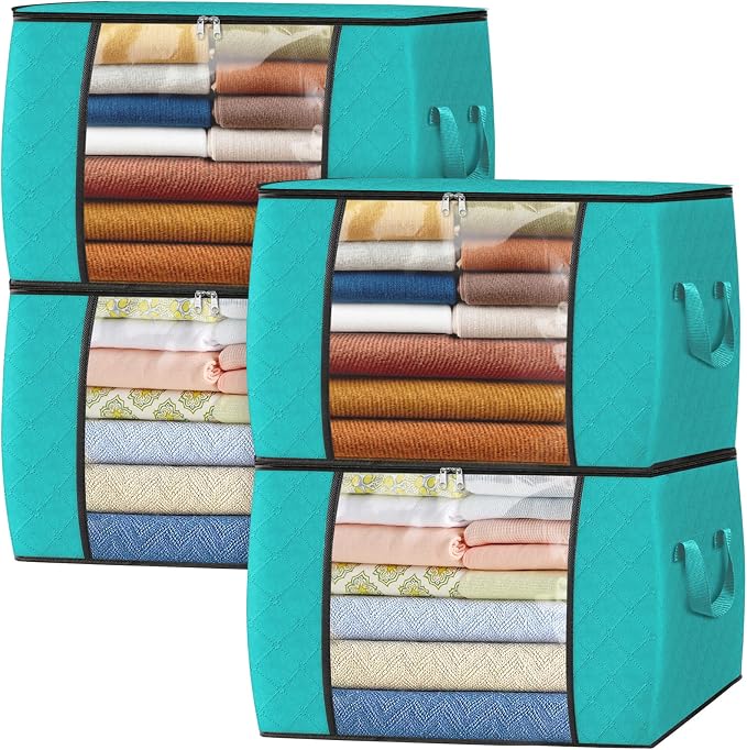 Fab totes 24 Gallons Clothes Storage, Foldable Thick Fabric Blanket Storage Bags by Fabtotes
