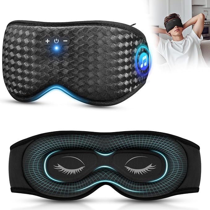 Sleeping Eye Mask with Headphones, Wireless Bluetooth 5.4 Sleep Mask by BULYPAZY