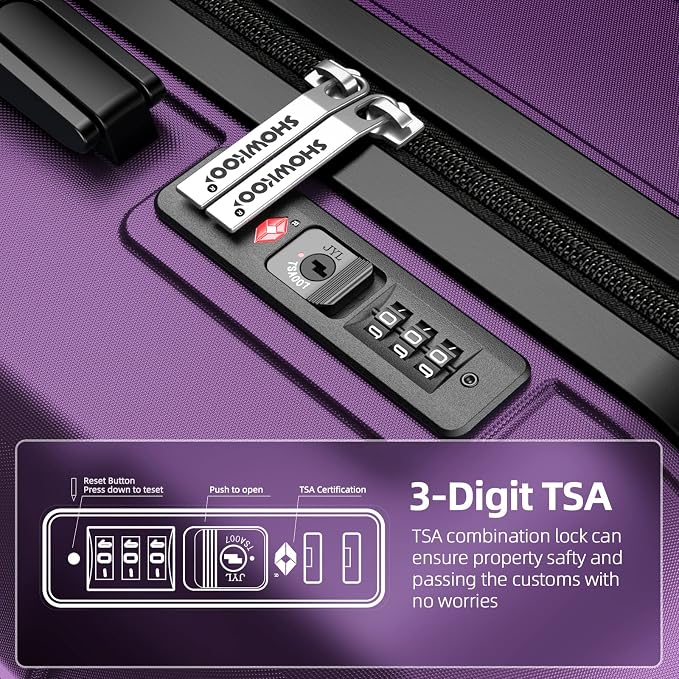 SHOWKOO Luggage Sets Expandable PC+ABS Durable Suitcase Sets Double Wheels TSA - Image 6