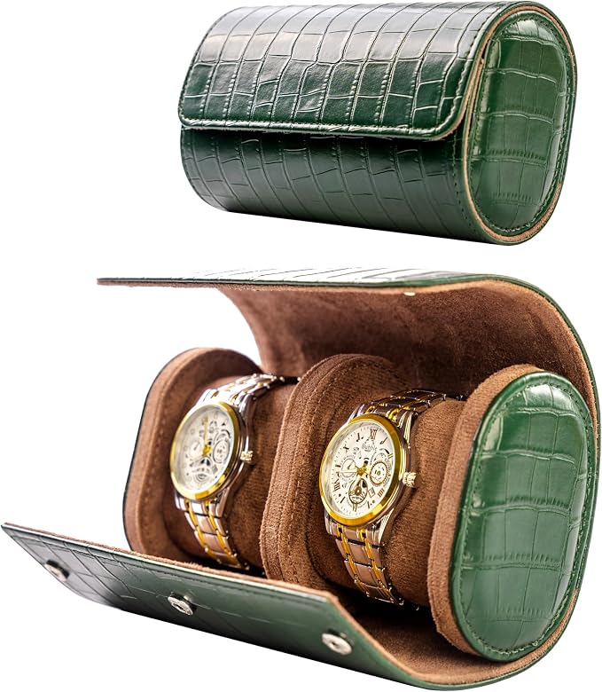 MR.OKAY 2 Watch Travel Case-Classic Leather Watch Case by MR.OKAY