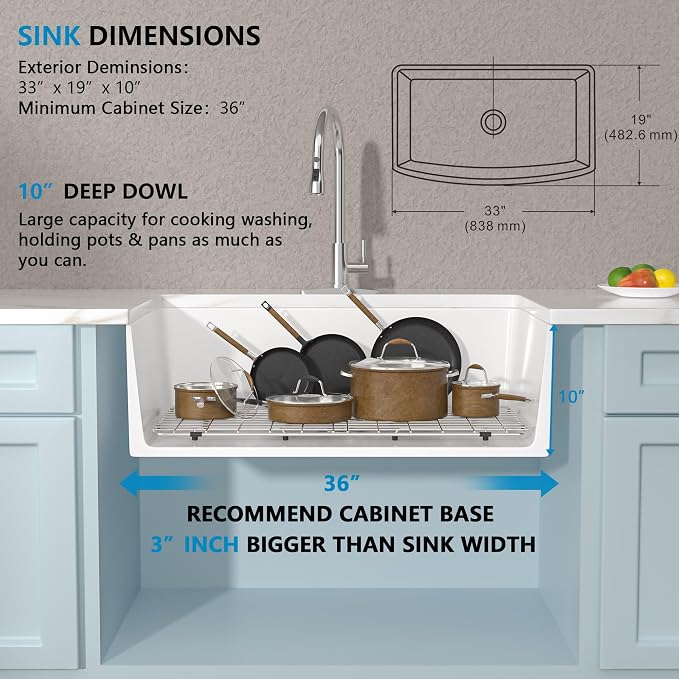 33x19 Farmhouse Kitchen Sink - Image 5
