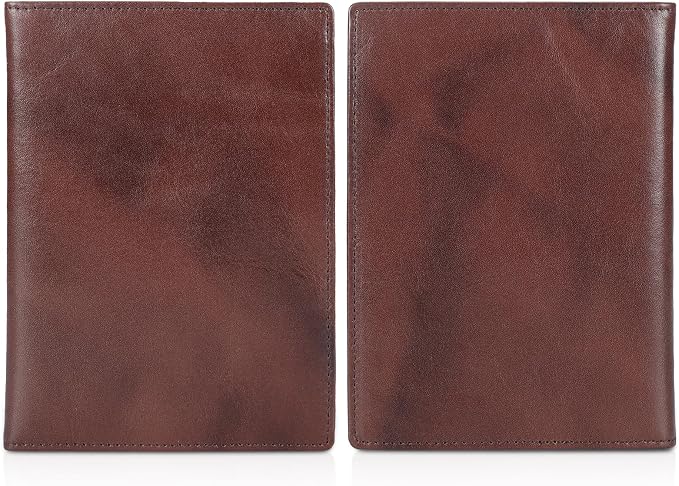 Polare Full Grain Leather Passport Holder RFID Blocking Travel Bifold Wallet - Image 5