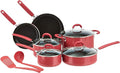 Amazon Basics Aluminum NS 12pc Red cookware set, 12 piece by AmazonBasics