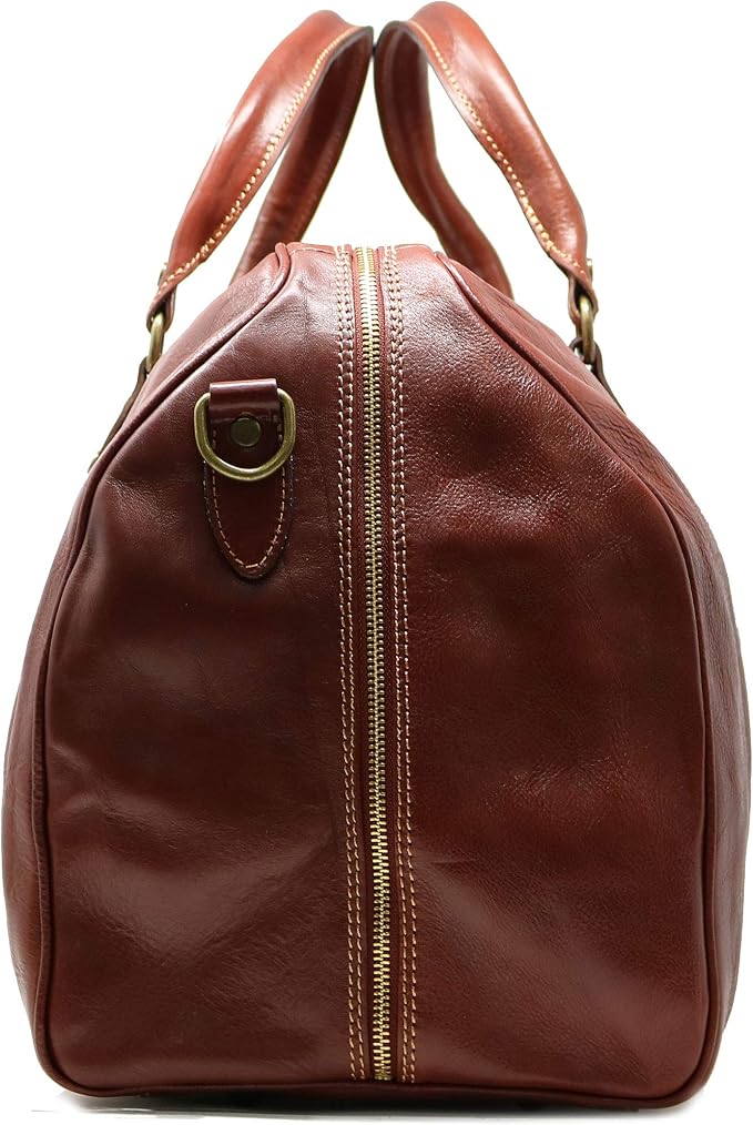 Cenzo Duffle Vecchio Brown Italian Leather Weekender Travel Duffle Bag - Image 3