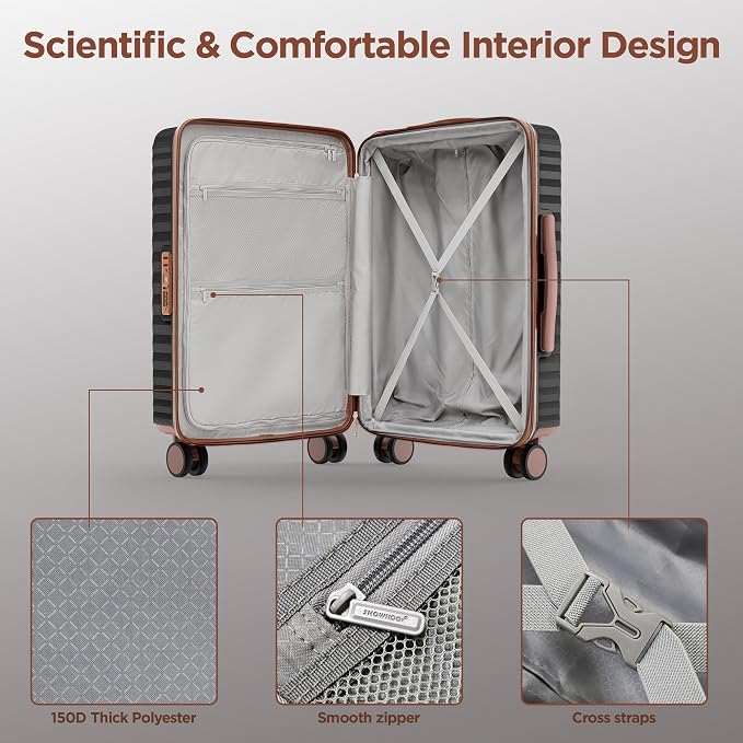 SHOWKOO Suitcase Hardside Expandable Luggage Set, Suitcase - Image 8