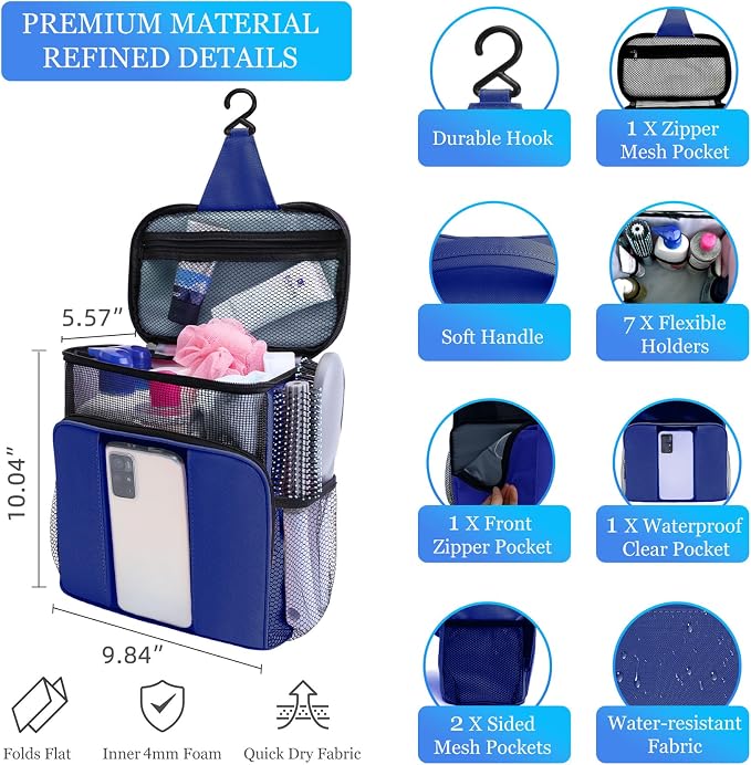 Mesh Shower Caddy, Portable HangingTravel Toiletry Bag Dorm Room Essentials - Image 3