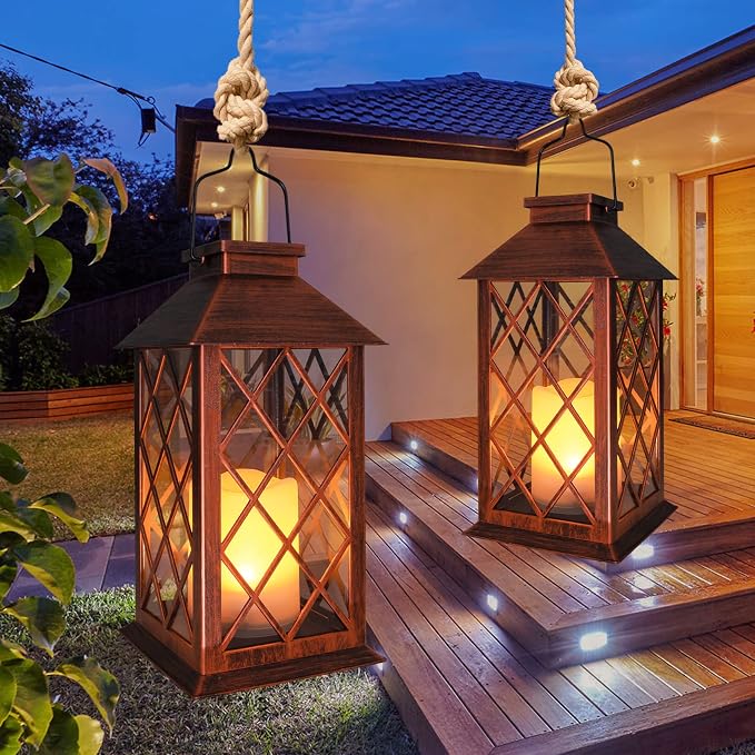 TAKE ME 14" Solar Lanterns Outdoor Garden Hanging Lantern Waterproof LED - Image 6