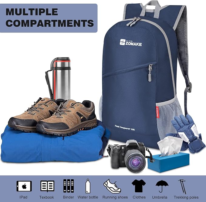 ZOMAKE Lightweight Packable Backpack 20L, Foldable Backpacks Small Daypack - Image 4