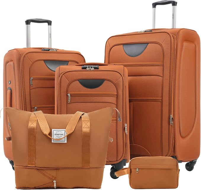 Merax Softside Luggage Set Softshell Lightweight 3 Piece Spinner Suitcase by Merax