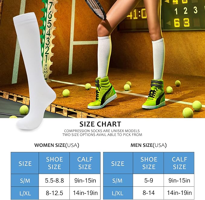 Compression Socks for Women Men Circulation Knee High 8 Pairs for Nurses - Image 5