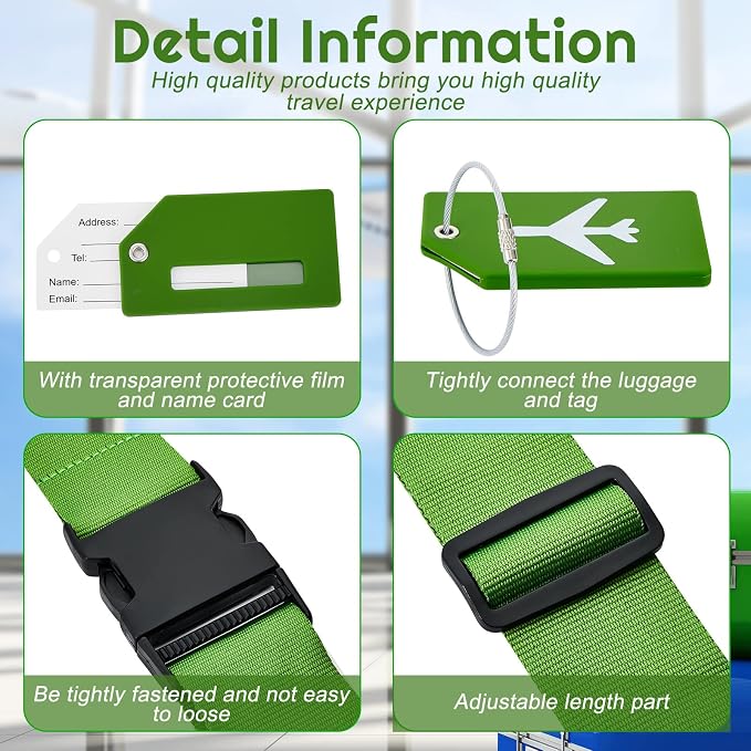 Weewooday 8 Pcs Luggage Straps Suitcase Tags Set - Image 3