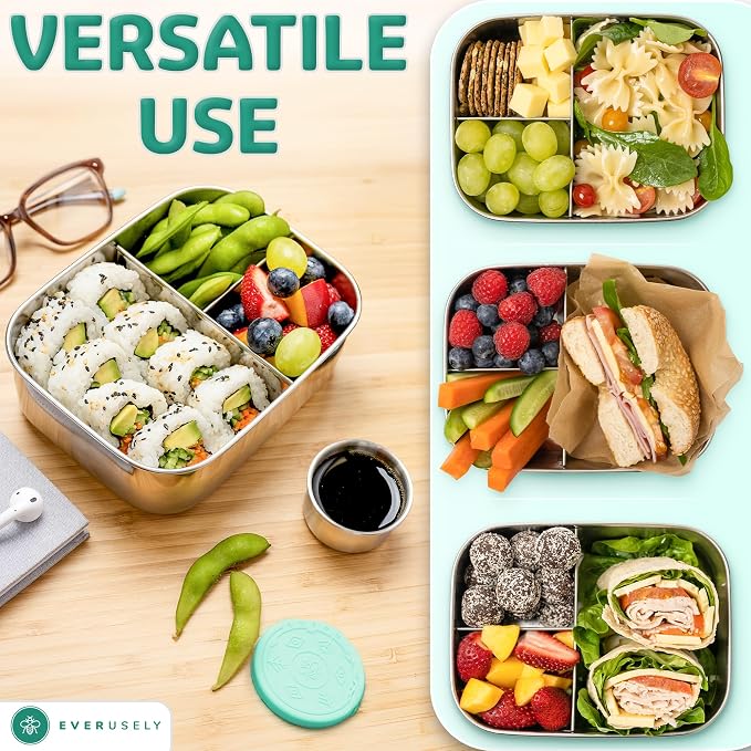 Everusely - Bento Box - Green, 27oz / 0.8 L - Stainless Steel Lunch Box - 3 - Image 5