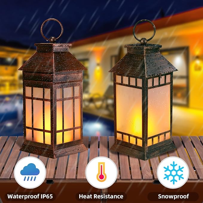 18'' Glass Solar Lantern Outdoor Waterproof, Large Hanging Solar Lanterns - Image 7