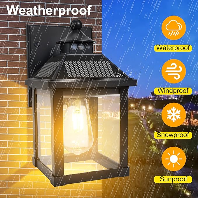 Solar Wall Lights Outdoor, Dusk to Dawn Solar Sconces, Motion Sensor Porch - Image 4
