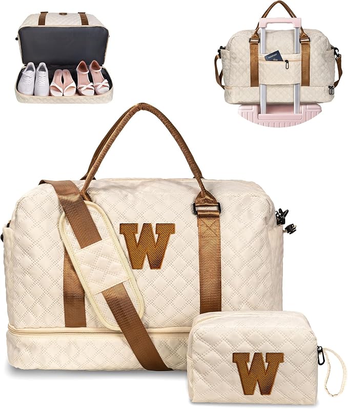 Initial Duffle Travel Bag, Personalized Weekender Bag by Vogewood