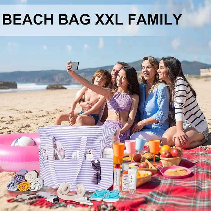 LEDAOU Beach Bag Waterproof Sandproof Women Tote Bag Pool Bag - Image 7