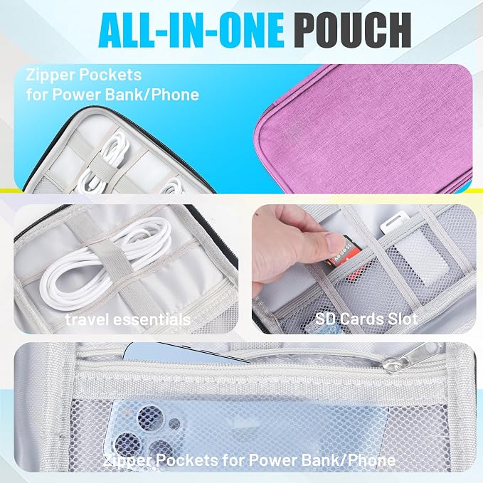 Travel Cable Organizer Bag, Electronics Organizer Tech Pouch - Image 3
