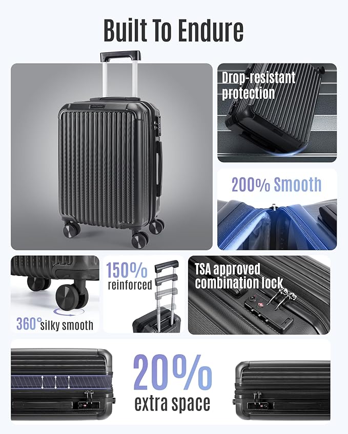 LIGHT FLIGHT Carry On Luggage 22x14x9 Airline Approved, Durable Hard Shell - Image 2