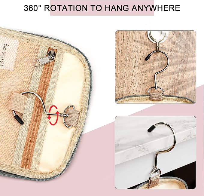 Hanging Travel Toiletry Bag for Women and Men, 6 Organizer Compartments - Image 4