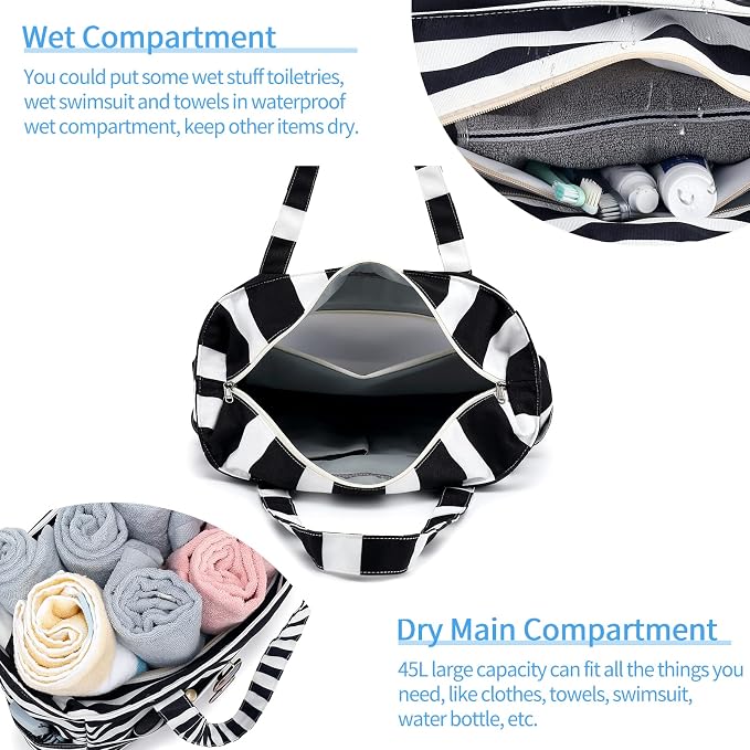 LEDAOU Beach Bag Waterproof Sandproof Women Tote Bag Pool Bag - Image 6