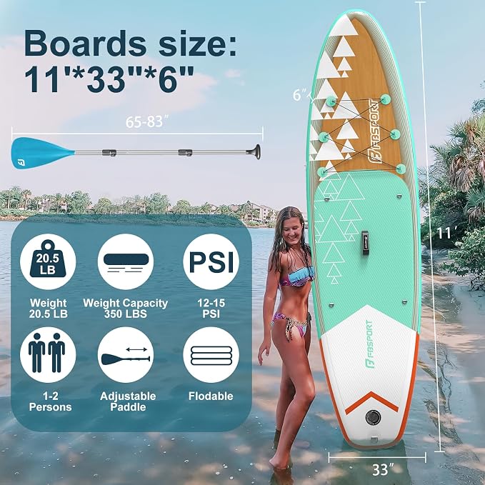 FBSPORT 11' Premium Stand Up Paddle Board, Yoga Board - Image 2