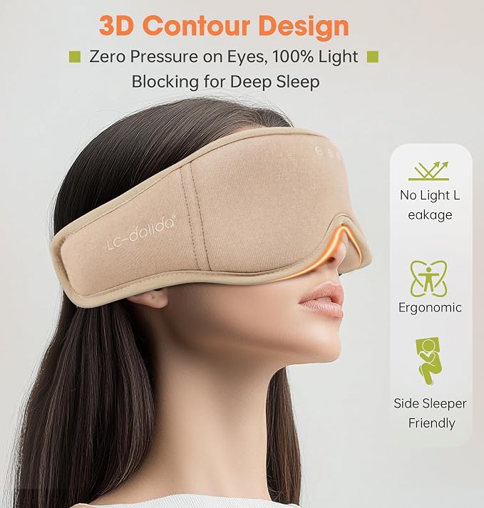 Sleep Mask with Headphones Bluetooth 5.4，LC-dolida 2025 New 3D Bluetooth Sleep - Image 3