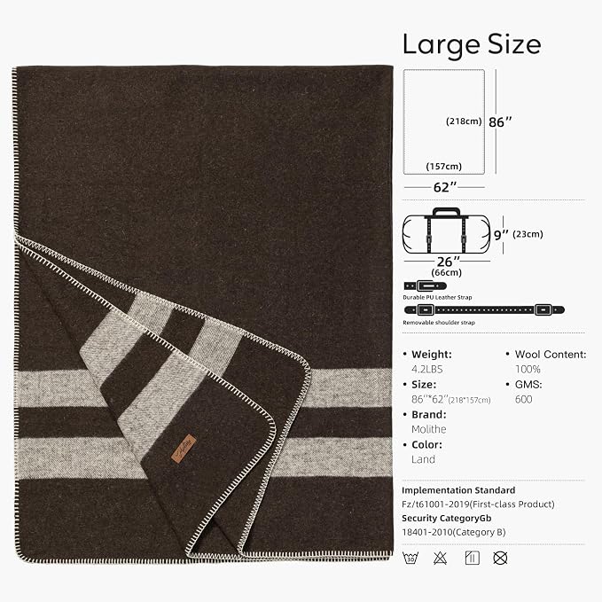100% Wool Blanket, Military Wool Blanket, Sporting Events, Survival Kits - Image 6