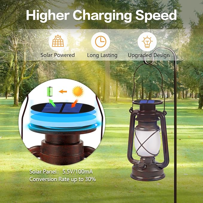 Solar Lanterns Outdoor Waterproof, 2 Pack Bronze Vintage Lanterns - Image 6