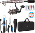 PLUSINNO Fishing Rod and Reel Combos Carbon Fiber Telescopic Fishing Pole by PLUSINNO
