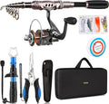 PLUSINNO Fishing Rod and Reel Combos Carbon Fiber Telescopic Fishing Pole by PLUSINNO