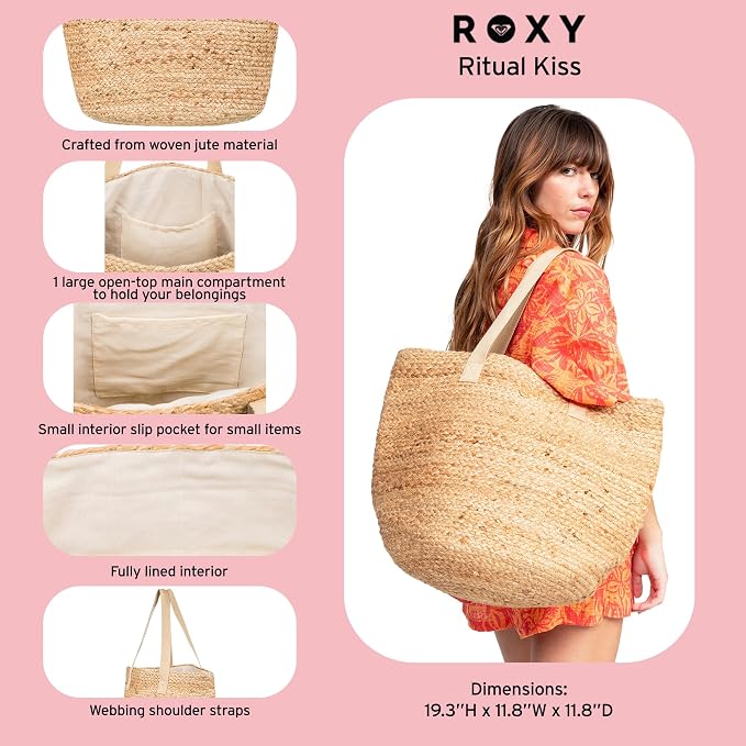 Roxy Women's Beach Tote Bag | Travel | Vacation | Straw | Lightweight | - Image 6