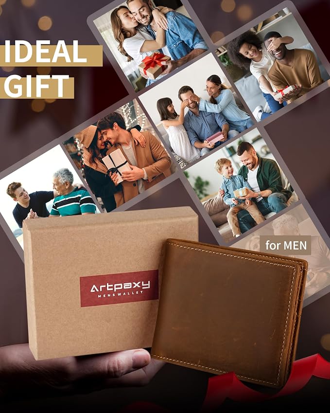 Mens Wallet Genuine Leather Bifold RFID Blocking Wallet - Image 6