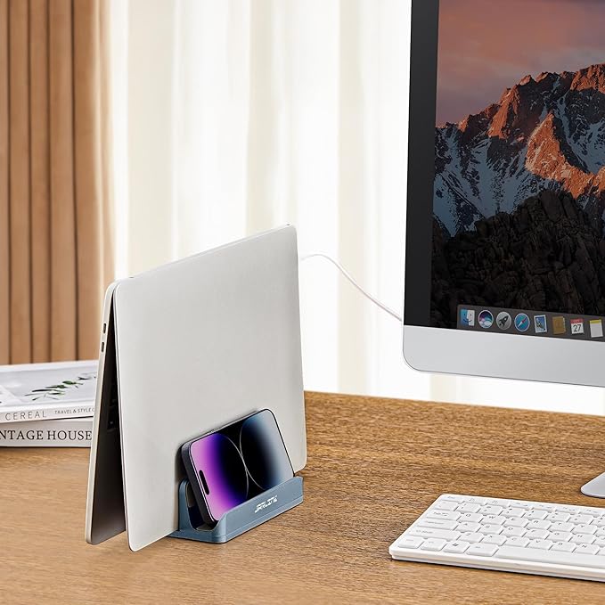 JARLINK 4-in-1 Adjustable Vertical Laptop Stand Holder, Aluminum Dual Slots - Image 5