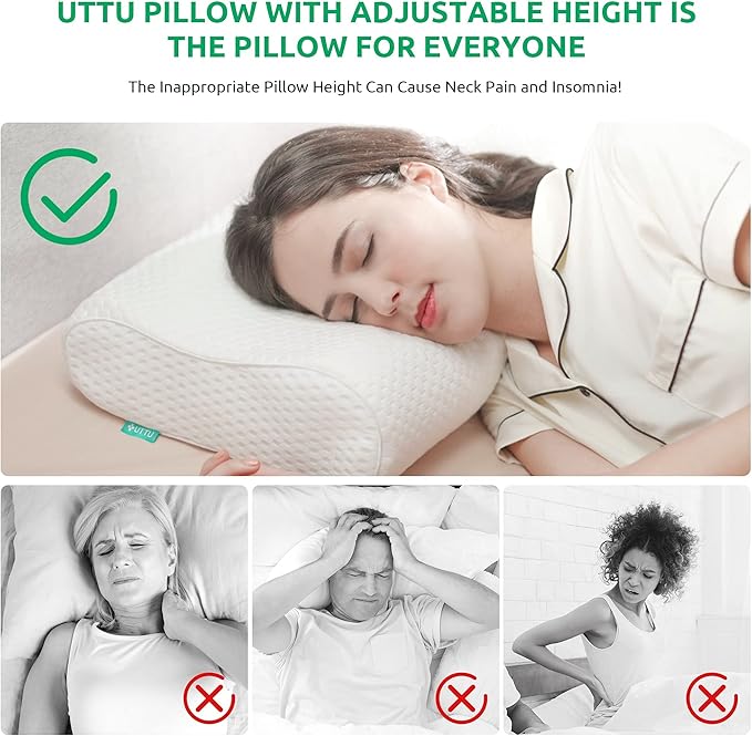 UTTU Cervical Pillow for Neck Strain Relief, Memory Foam Neck Pillow for - Image 2
